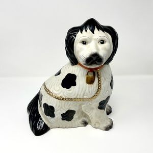 White and Black Spaniel | Ceramic Handpainted Dog